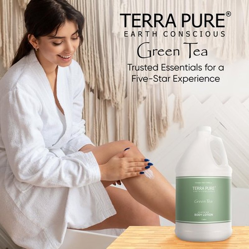 Terra Pure Green Tea Hotel Body Lotion | 1 Gallon | For Hospitality & Vacation Rentals to Refill Dispensers | (Single Gallon)