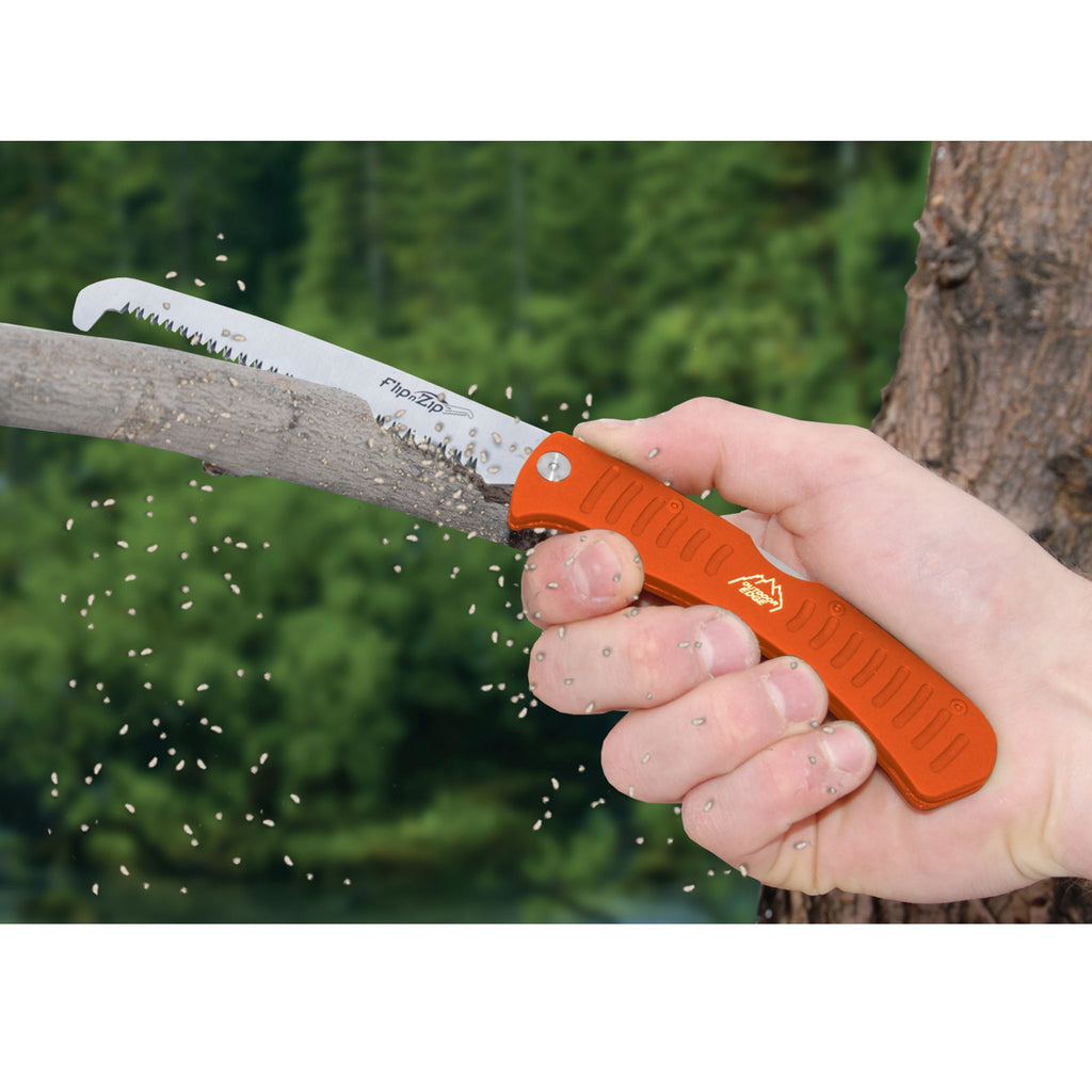 Outdoor Edge 4.4" Flip N' Zip Saw - Lightweight Folding Aluminum Handle Outdoor-Hunting Saw with 65Mn Spring Steel Blade and Triple Ground Teeth for Bone and Wood with Nylon Sheath