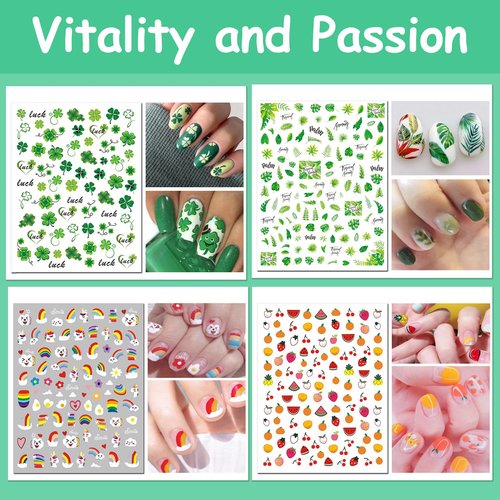 TailaiMei 24 Sheets Holiday Nail Stickers, Halloween, Christmas, Fall, Valentine Mixed All Seasons Variety Pack for Year-Round Seasonal Nail Art Decorations, Self-Adhesive Design Nail Decals