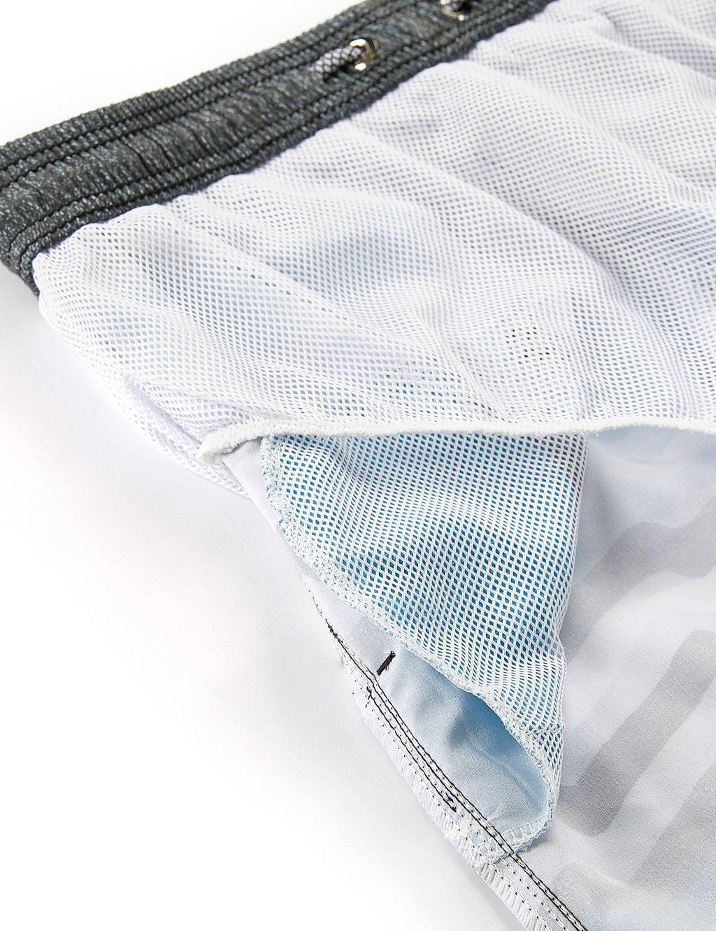 ELETOP Men's Swim Trunks Quick Dry Bathing Suit Swimming Board Shorts Mesh Lining Beach Swimwear Stripe Blue Grey 3XL