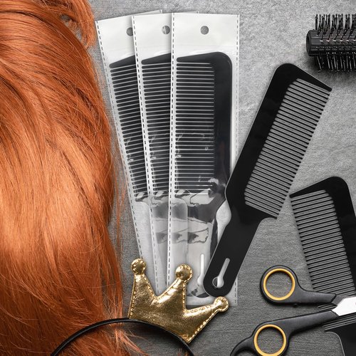 NICEMOVIC Barber Hair Cutting Blend Fade Combs 10 Pack for Hair Stylist, Barber Accessories Supplies, Fading Clipper Flat Top Blending Comb for Fades & Men Haircut Individually Wrapped (Black)