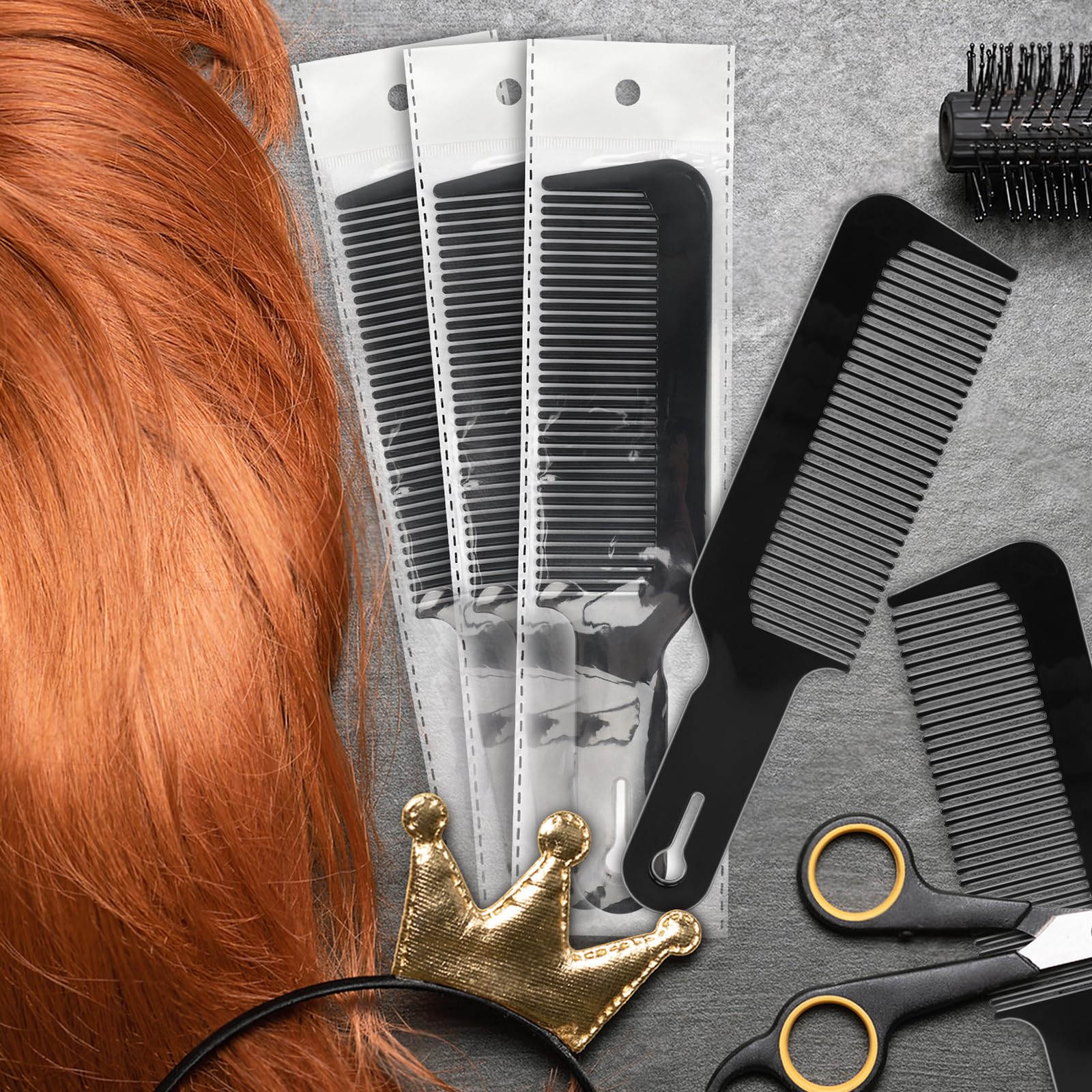 NICEMOVIC Barber Hair Cutting Blend Fade Combs 6 Pack for Hair Stylist, Barber Supplies Accessories, Individually Wrapped Clipper Fading Flat Top Blending Comb for Fades & Men Haircut (Black)