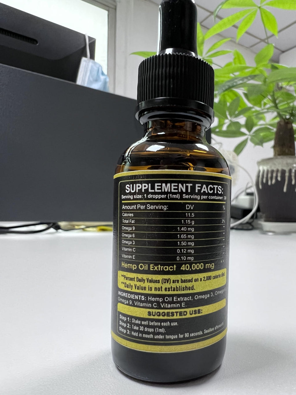 (4-Pack) High Potency Hemp Oil - Maximum Strength, Immune System Support, Focus Calm, Relaxation, Mood, Pure Extract, Organic, Vegan, Non-GMO