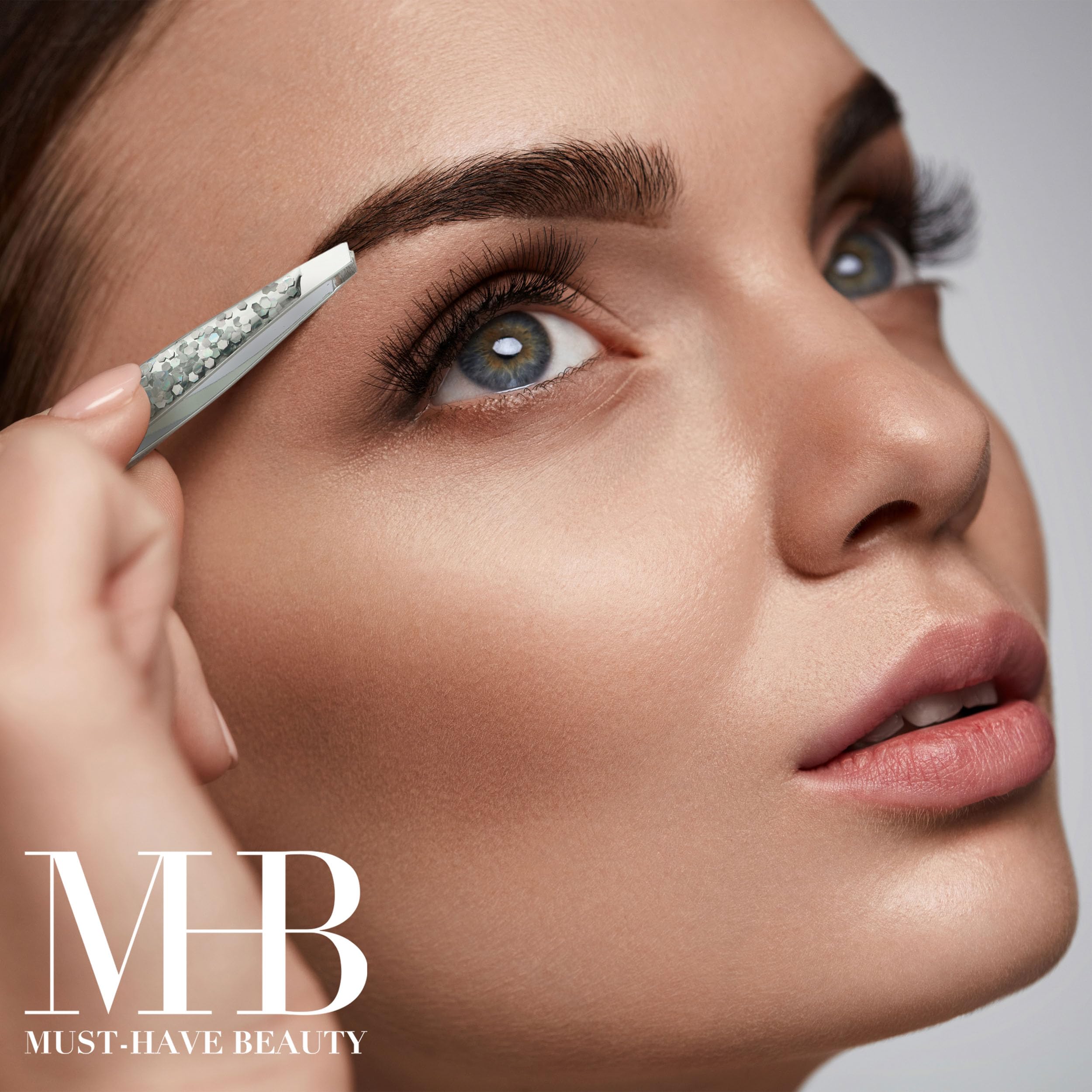 2pc Silver Glitter Tweezer Set - Pointed & Slanted Stainless Steel