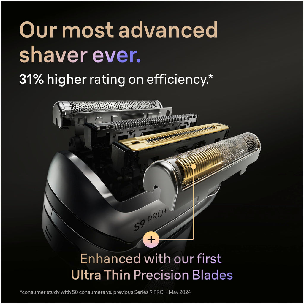 Braun Series 9 PRO+ Electric Shaver for Men, Wet & Dry Foil Razor, 6-in-1 SmartCare Clean & Charge Center, Built-in Precision ProTrimmer, Travel Case, Silver 9667cc