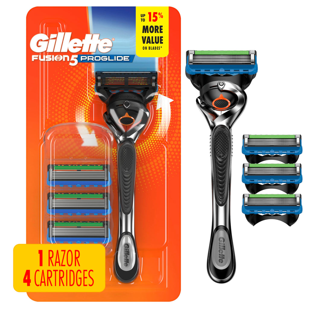 Gillette Fusion5 ProGlide Shaving Razor for Men, Razor Handle, 4 Razor Blade Refills, FlexBall Razor Handle and Precision Trimmer for Men