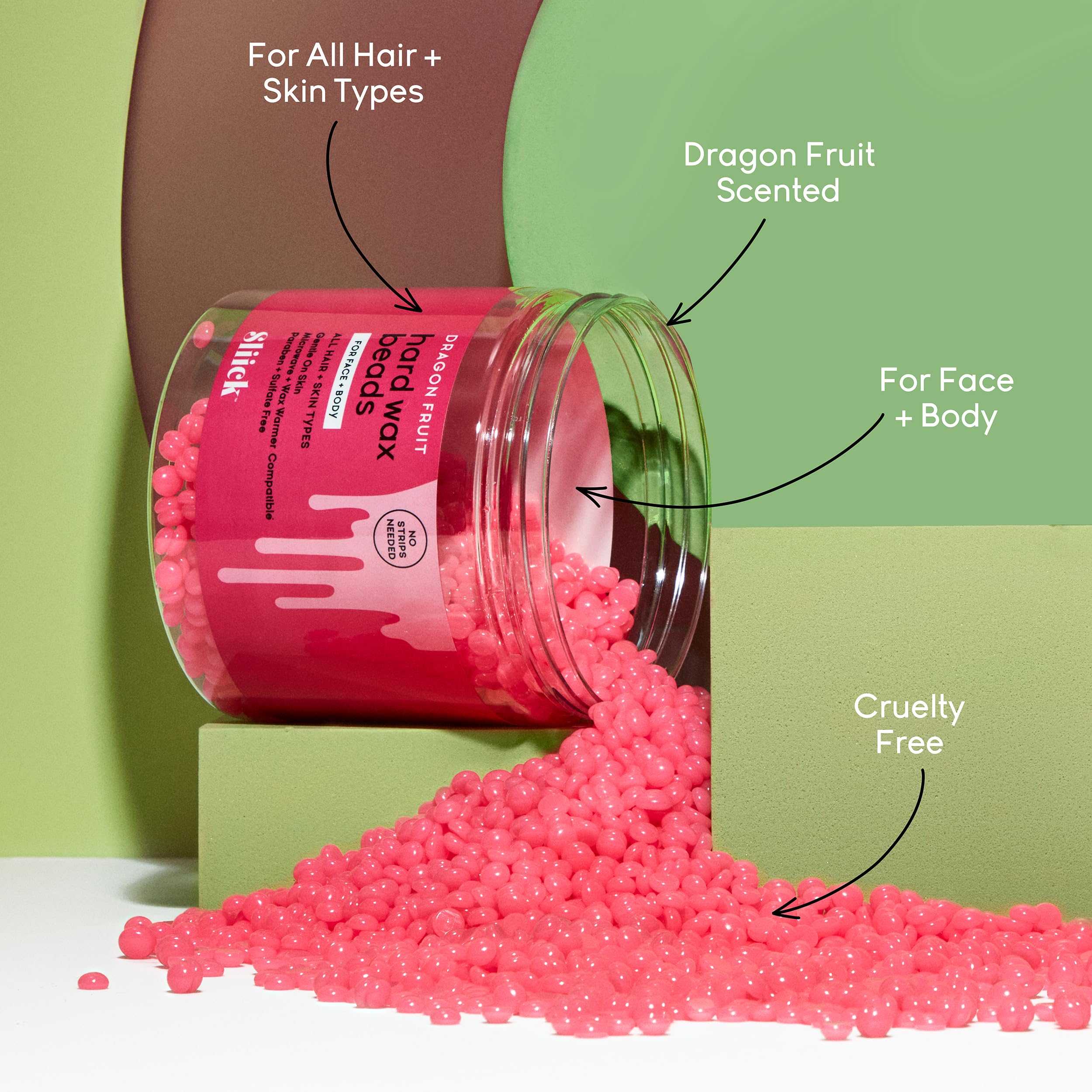 Sliick Hard Wax Beads for Hair Removal, Dragon Fruit - Stripless Wax Beads for Face, Body, & Sensitive Skin, 8 oz