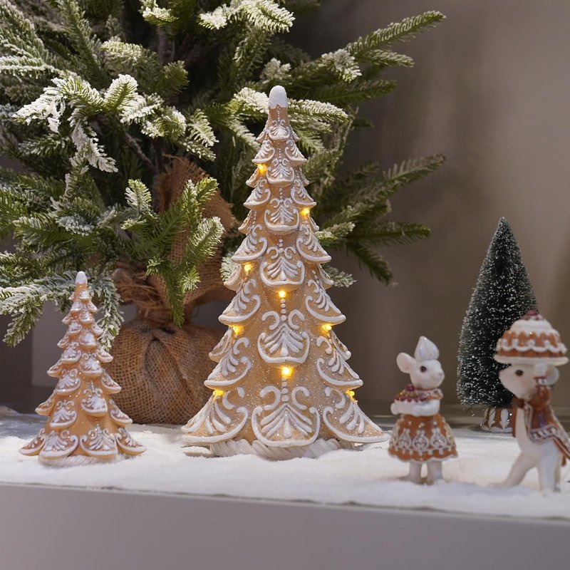 Cynkeyee Gingerbread Christmas Tree Decorations - Indoor Xmas Lights & Party Centerpiece, 6.5x4.5x10 Inch