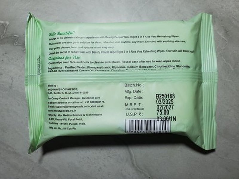 Beauty People Aloe Vera Refreshing Wipes - 3 in 1 Cleansing & Hydrating Makeup Remover