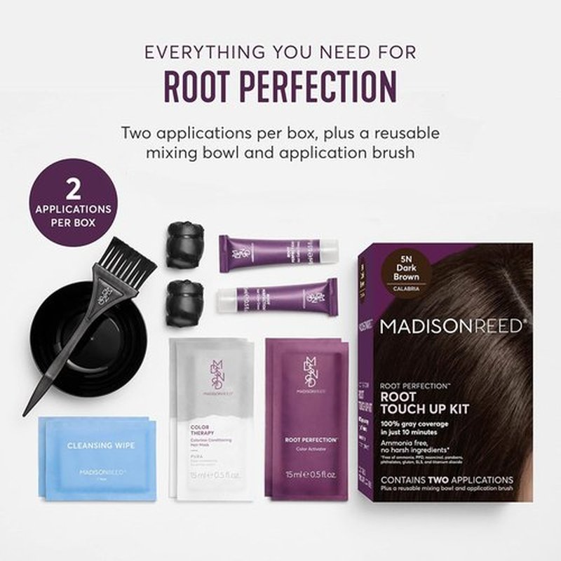 Madison Reed Root Perfection Touch Up Kit - 100% Gray Coverage in 10 Min, 5N Calabria Dark Brown, Ammonia-Free