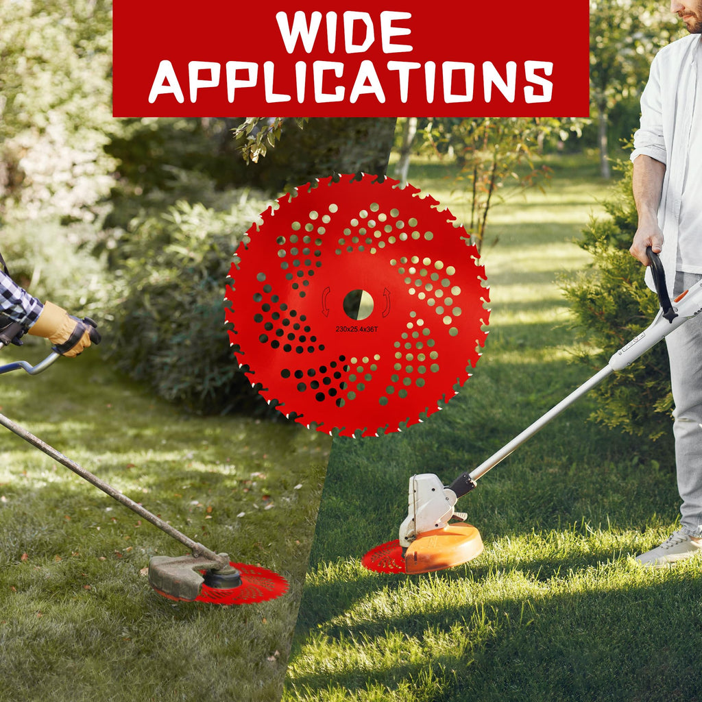 VIDICA 2 Pack 9" x36 Teeth Carbide Tipped Weed Eater Blades, Brush Cutter Blades with Universal Adapter Kit for Trimmers, Brush Cutters, Weed Eaters