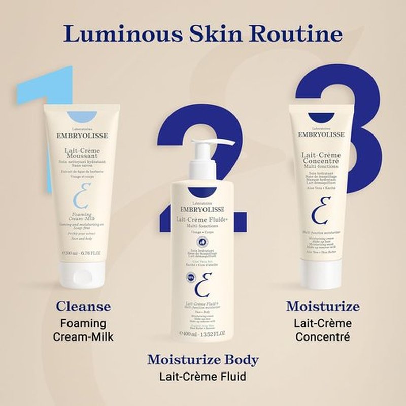 Embryolisse Foaming Cream Milk - Hydrating Soap-Free Cleanser for Face & Body | 6.76 Fl Oz