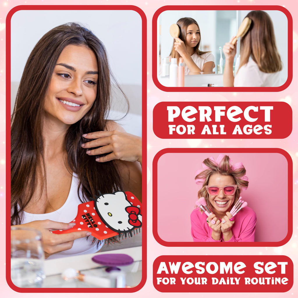 Hello Kitty Sanrio Hair Brush, Kawaii Detangler Brush, Cute Stuff, Gifts for Women, Wife, Girlfriend, Girls, Teens (Hello Kitty Brush)