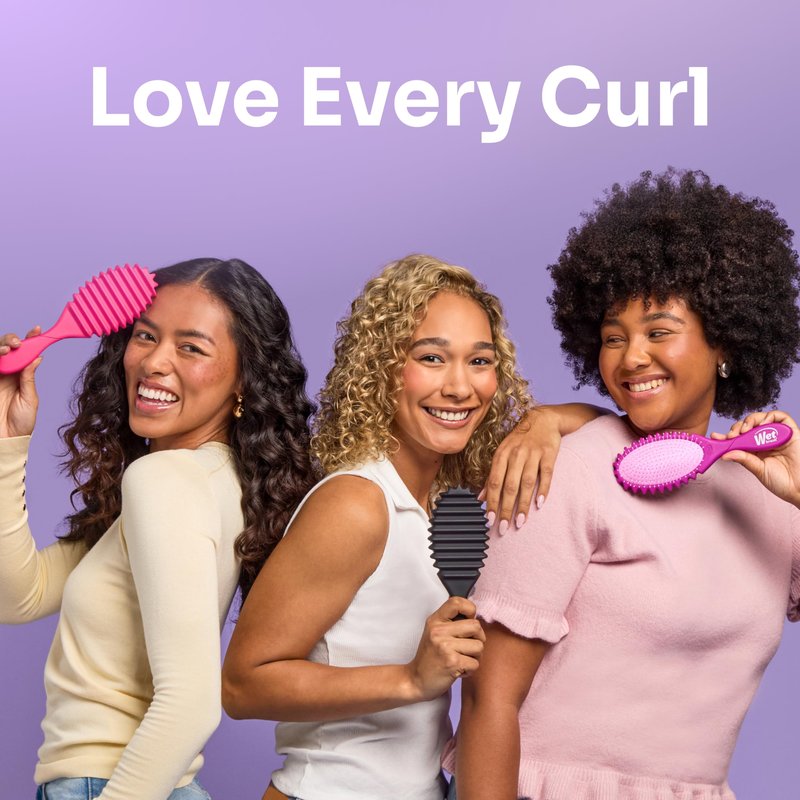 Wet Brush Curl Shaper Detangler Brush, Pink, Curl Defining for Curly and Coily Hair Types, IntelliFlex Bristles Detangle for Frizz-Free Shaping, Made for Women, Men & Kids