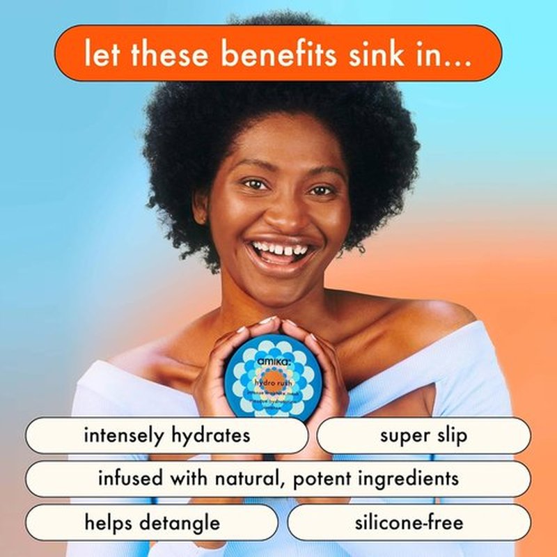 Amika Hydro Rush Intense Moisture Mask - Deep Hydration with Hyaluronic Acid | 8 oz