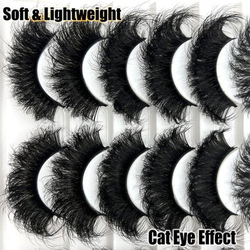 loladook Mink Lashes Pack Strip Dramatic Lashes Fluffy 20mm Long Cat Eye Faux Mink Wispy Volume False Eyelashes Multipack