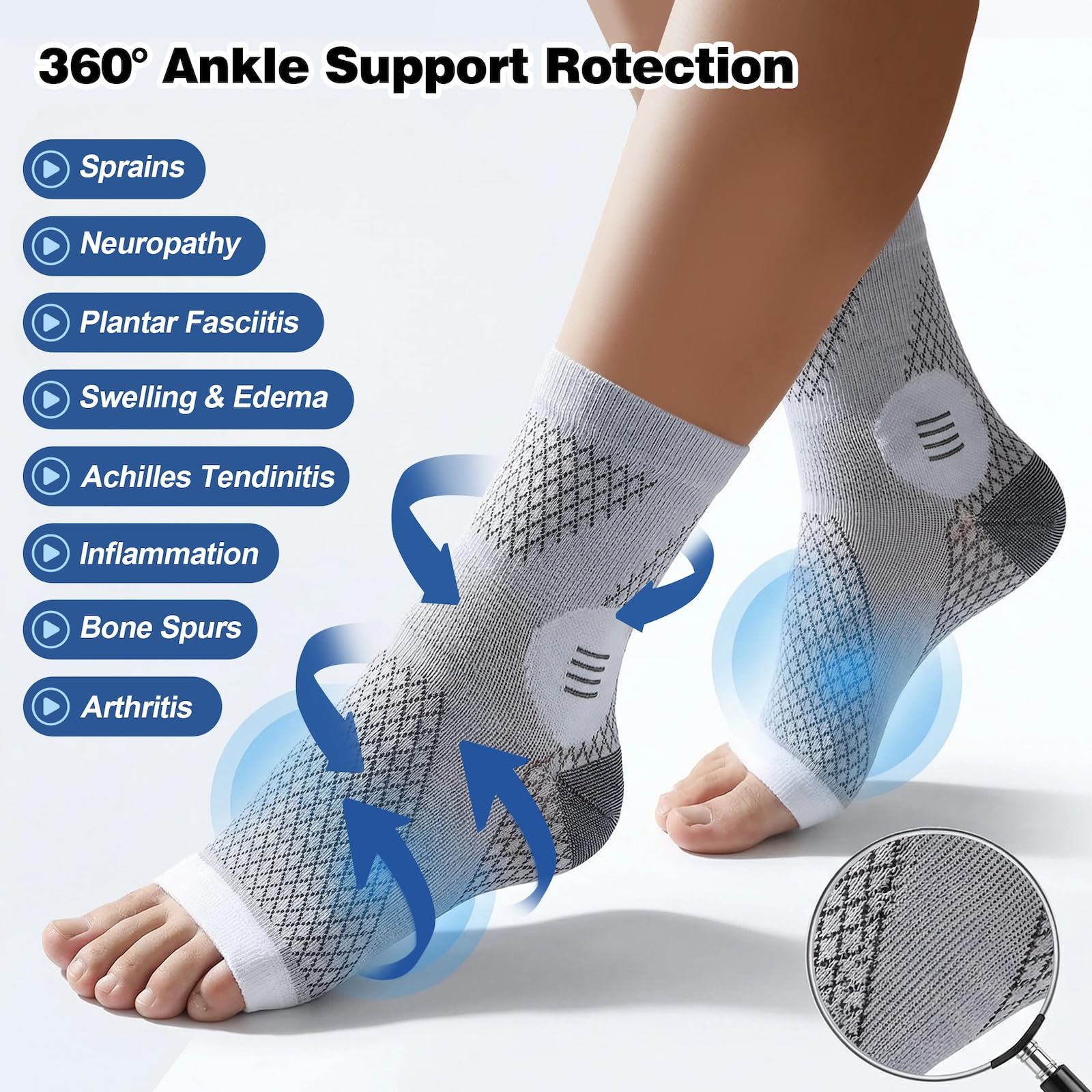 3 Pairs Neuropathy Socks for Women and Men, Toeless Compression Socks