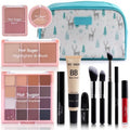 Hot Sugar Travel Makeup Kit All in One, Makeup Kit for Women Full Kit, Makeup Gift Set for Beginners and Professionals with Cosmetic Bag (Blue)