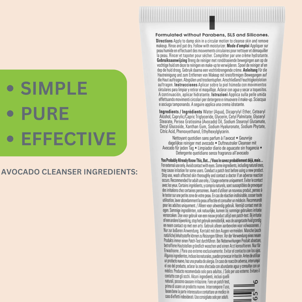 Yes To Avocado Fragrance Free Daily Cream Cleanser, Hydrating Face Wash That Removes Makeup & Impurities Leaving Skin Moisturized With Hyaluronic Acid & Glycerin, Natural Vegan & Cruelty Free, 4 Fl Oz