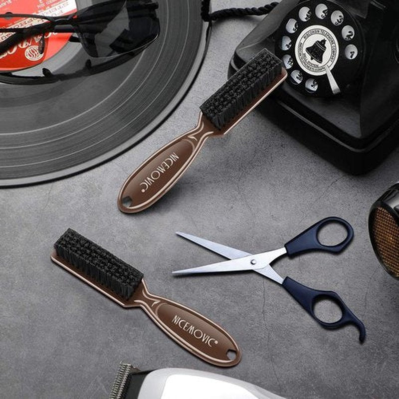 NICEMOVIC 20 Pcs Barber Clipper Cleaning & Duster Accessories, Mini Brushes for Blade Trimmer, Hair Styling Tool (Brown)