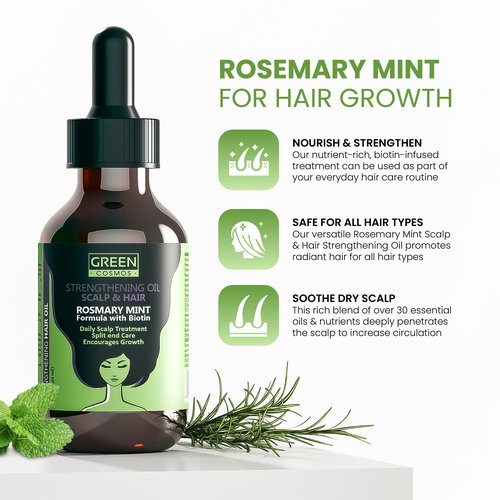 Rosemary Oil for Thinning Hair – Boosts Circulation, Relieves Itchy & Dry Scalp, Strengthens Hair & Eyebrow & Eyelash Health – Suitable for Men & Women, All Hair Types (60ml/2oz) (Pack of 1)