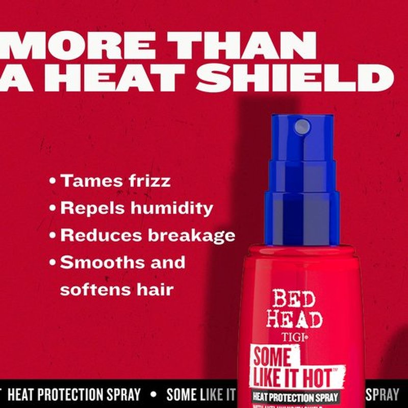 TIGI Bed Head Some Like It Hot Heat Styling and Protection Spray with Anti-Humidity Shield, Tames Frizz and Reduces Breakage, 3.38 fl oz