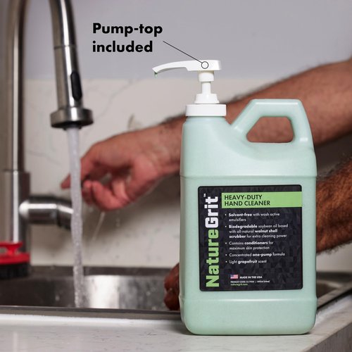 NatureGrit – Heavy Duty Industrial Hand Cleaner Pump-top – Walnut Shell Conditioners for Skin Protection for Auto Mechanics, Manufacturing, and Anyone with Working Hands (1)