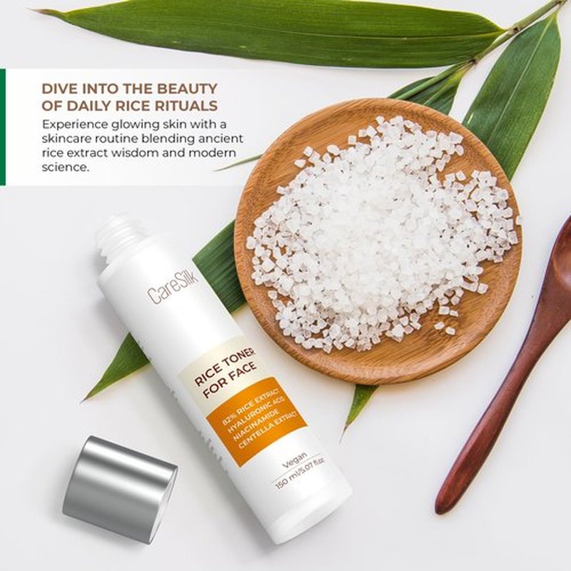 CARESILK Rice Toner for Face, 82% Rice Extract with Hyalyronic Acid, Niacinamide and Centella Extract - Hydrating for Dry, Dull, Combination Skin, Vegan, Fragrance Free, Glass Skin