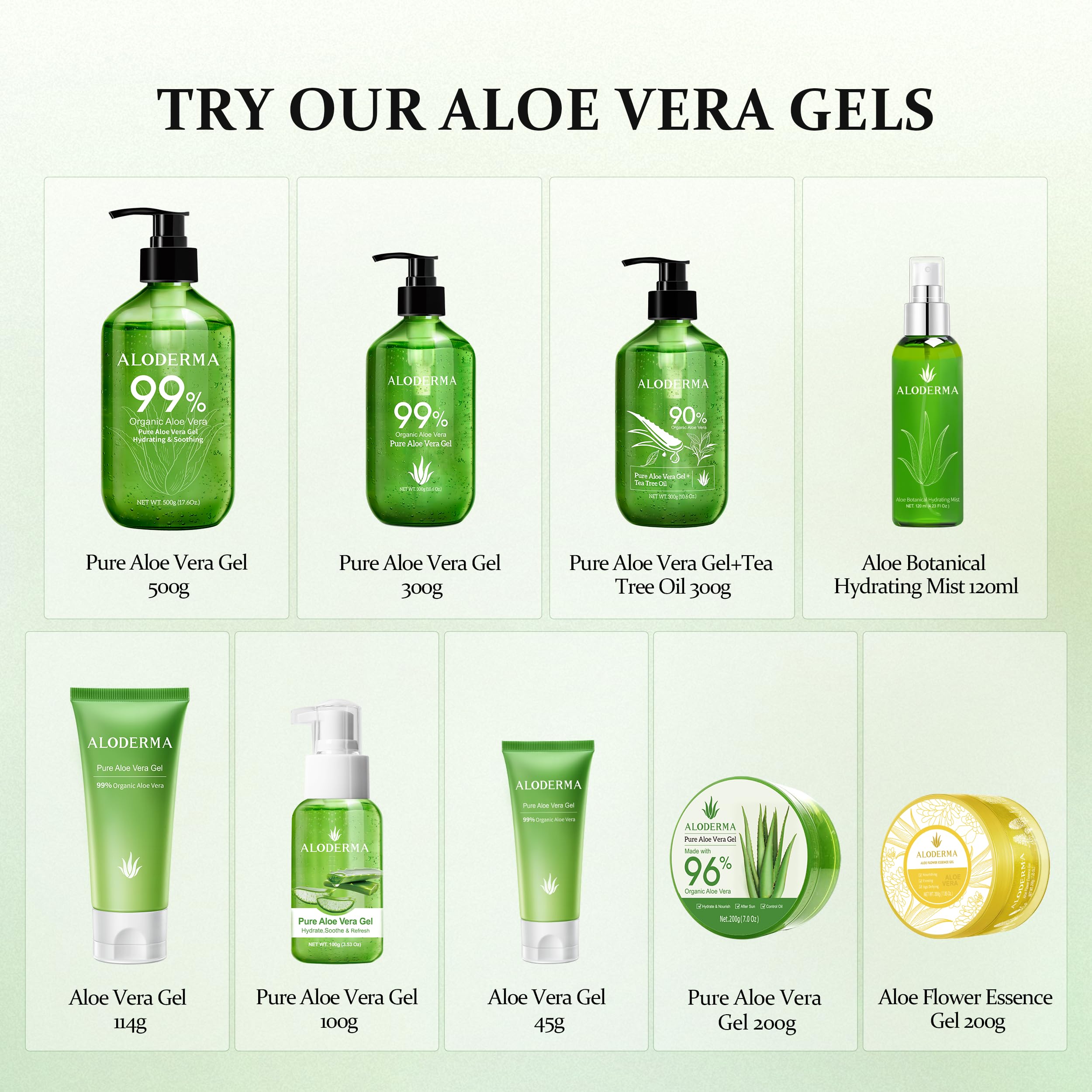 Aloderma Aloe Vera Gel - Large 17.6oz Value Pump - Made within 12 Hours of Harvest with 99% Organic Aloe Vera, Lightweight, Non-Sticky for Sunburns, Natural, Soothing Aloe Vera for Face & Hair