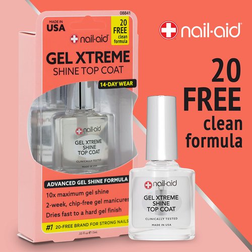 Nail-Aid Gel Xtreme Shine Top Coat, Clear, 0.55 Fluid Ounce (Pack of 2)