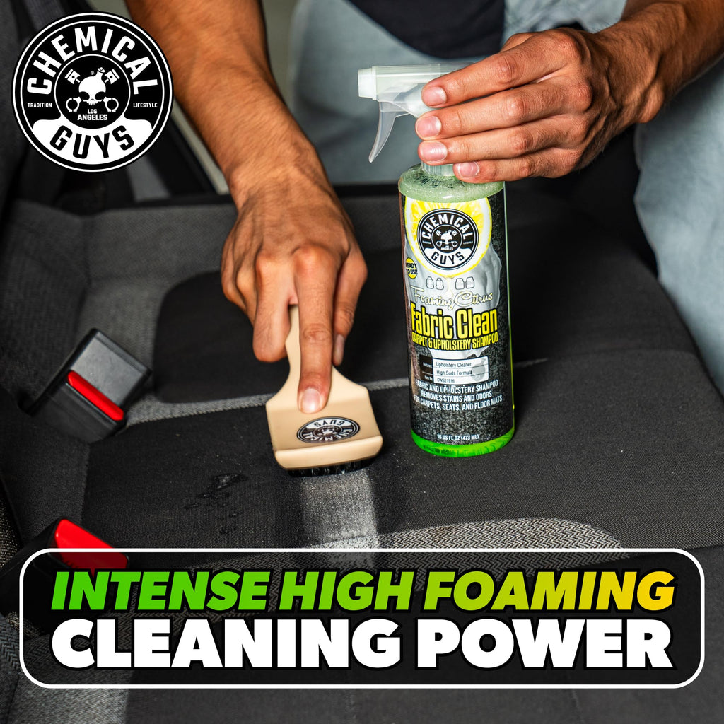 Chemical Guys Foaming Citrus Fabric Clean Carpet & Upholstery Cleaner - Car Carpet Cleaner Spray for Seats and Floor Mats, Removes Stains &Odors, Safe for Cars, Home and Office, 16 oz Citrus Scent