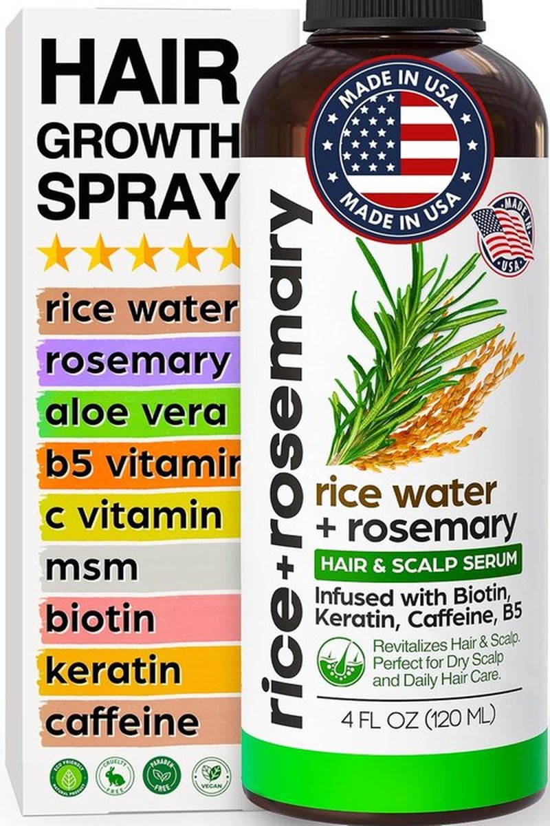 Fermented Rice Water Hair Growth Spray by NEW | Boost Thinning Hair with Rosemary, Biotin & Caffeine | All Hair Types