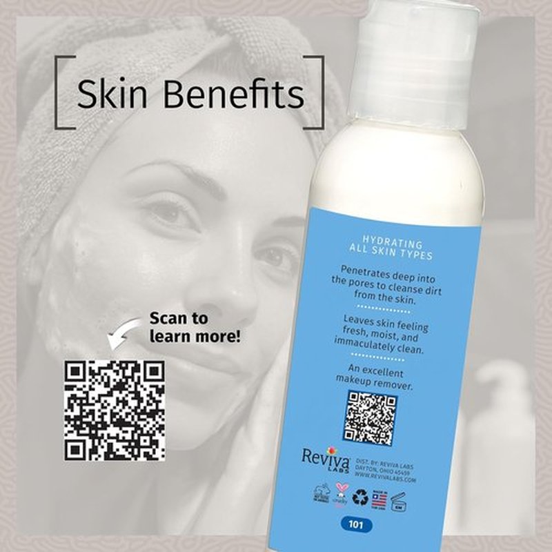 Reviva Labs Cleansing Milk - Gentle Facial Cleanser with Aloe & Botanical Oils - Hydrating Vegan Face Wash for Sensitive Skin - 4 fl oz