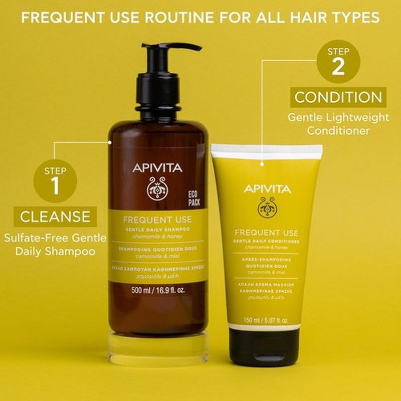 APIVITA Gentle Daily Shampoo - Hydrating & Soothing with Chamomile & Honey | 500 mL / 16.9 oz