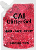Face, Body & Hair Glitter Gel – Halloween Glitter for Kids and Women – 3 Oz Cosmetic-Grade Gel w/Moon & Stars for Festivals & Halloween Party, Easy Apply & Wash Off - Red 1Pack