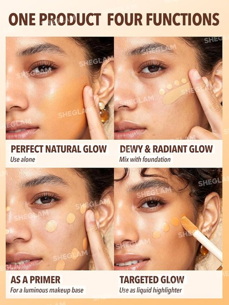 **SHEGLAM Sunburst Glow Mixer - 4-IN-1 Liquid Glow Complexion Booster, Vegan & Cruelty-Free | Medium Tan Neutral**