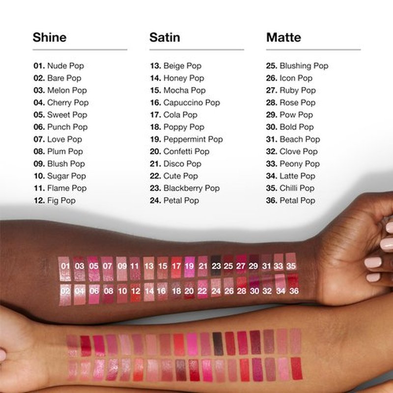 Clinique Pop Longwear Lipstick | Long Lasting, Satin, Matte + Shine, Bare Pop, 1 Count