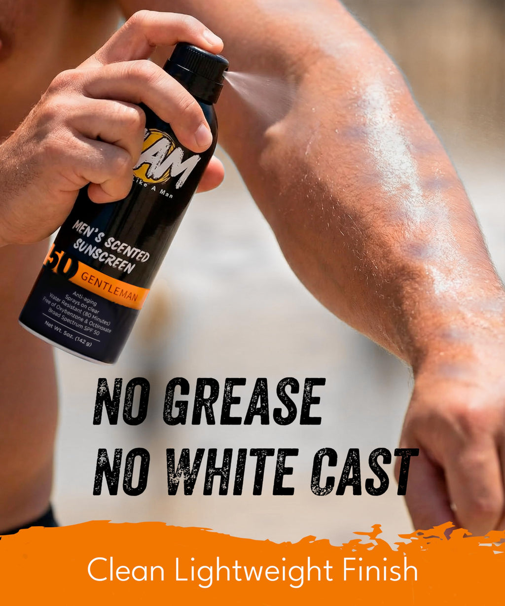SLAM Men’s Sunscreen SPF 50 Spray - Broad Spectrum UVA/UVB Protection - Non-Greasy & No Harsh Chemicals - GentleMan Bergamot Cedar Patchouli Cologne Scented - 2 Pack