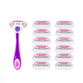 Personna Women's 5 Blade Razor System - Women's Shaving Razors - Razor Handle with 12 Replacement Cartridges Pink