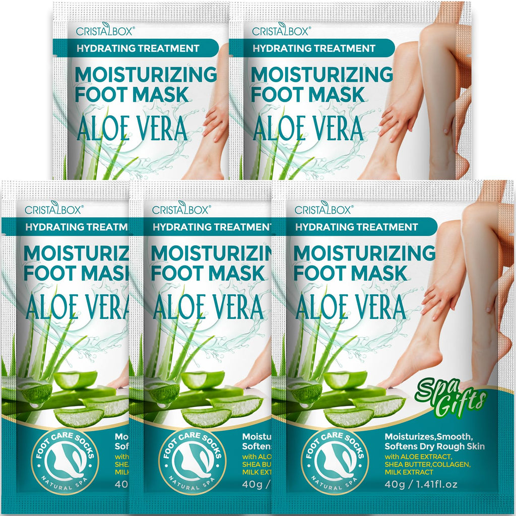 5 Pack Moisturizing Foot Mask,Hydrating Foot Masks for Dry Cracked Feet,Moisturizing Socks Dry Skin Moisturizer for Soft and Smooth Touch Feet,Foot Care Spa Gifts for Women Men Fathers Day Gift
