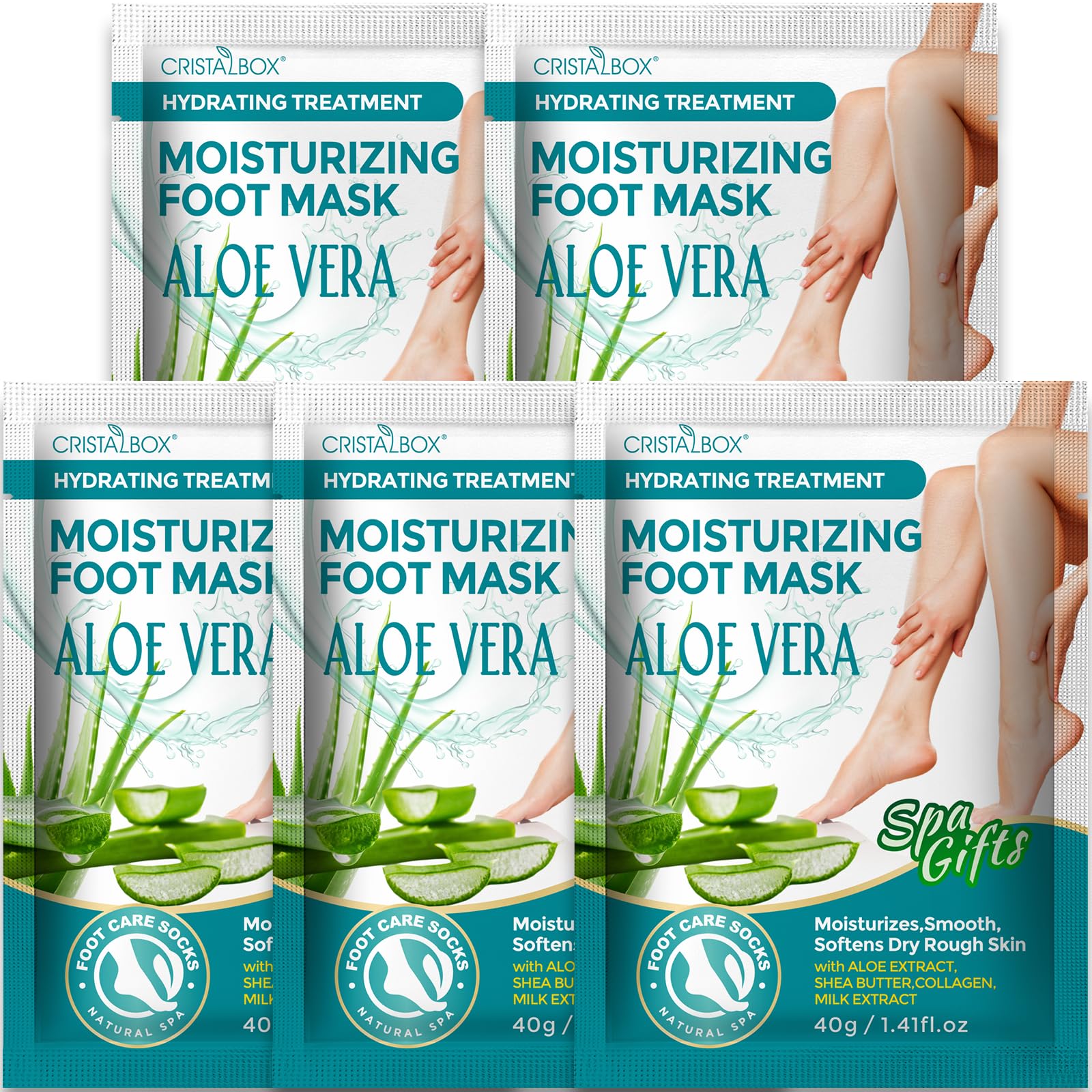5 Pack Moisturizing Foot Mask,Hydrating Foot Masks for Dry Cracked Feet,Moisturizing Socks Dry Skin Moisturizer for Soft and Smooth Touch Feet,Foot Care Spa Gifts for Women Men Fathers Day Gift