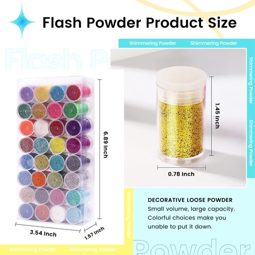 32 Color Fine Nail Glitter Powder for Resin Crafts Reflective Glitter for Nail Body Face Hair Eyeshadow Gloss Making Nail Art Eyeshadow Makeup Pigment Festival Cosmetic Face Eye Hair Body Glitter