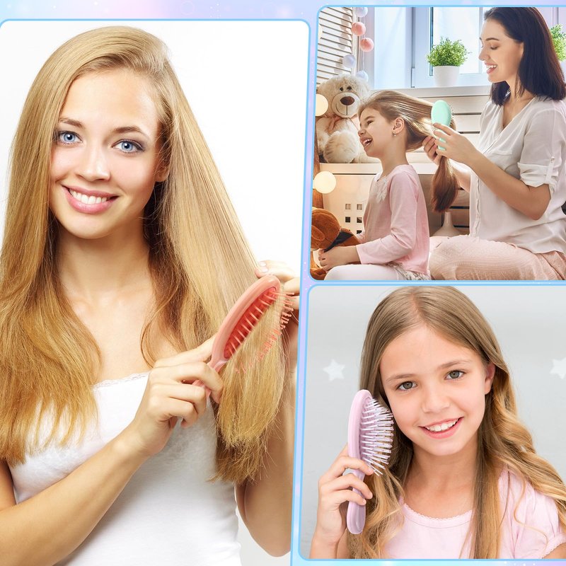 Zopeal 28 Pcs Kids Easter Gifts Wet Hair Mini Brush Bulk Girl Spring Back to School Small Pocket Travel Hairbrush Hygiene Detangler Soft Bristle Detangling Paddle for Party Favor Reward(7 Colors)