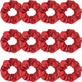 12 Pcs PU Leather Cheer Hair Scrunchies Red Scrunchy School Performance Ponytail Holder Hair Accessories for Cheerleading Teen Girls College Sports (Red)