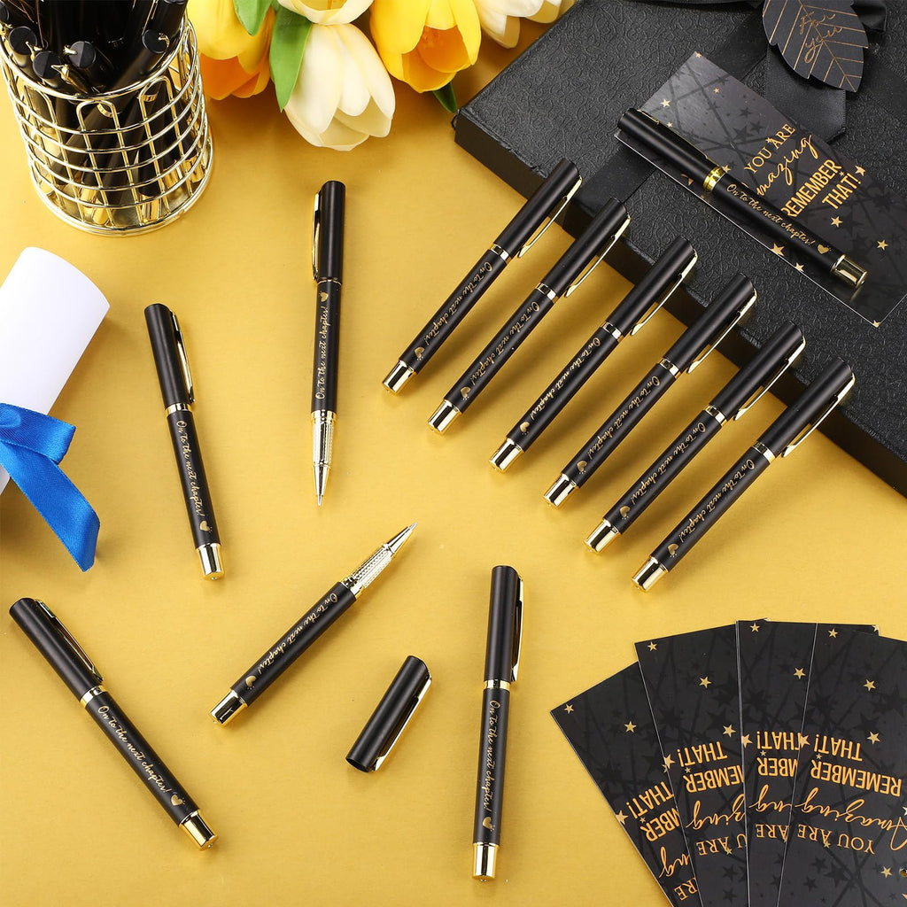 Sayglossy 90 Pcs Graduation Pen Gift Bulk Class of 2026 Party Favors 30 Ballpoint Pens 30 Inspirational Cards with 30 OPP Bags End of Year Gifts for College High School Students Graduation(Black)