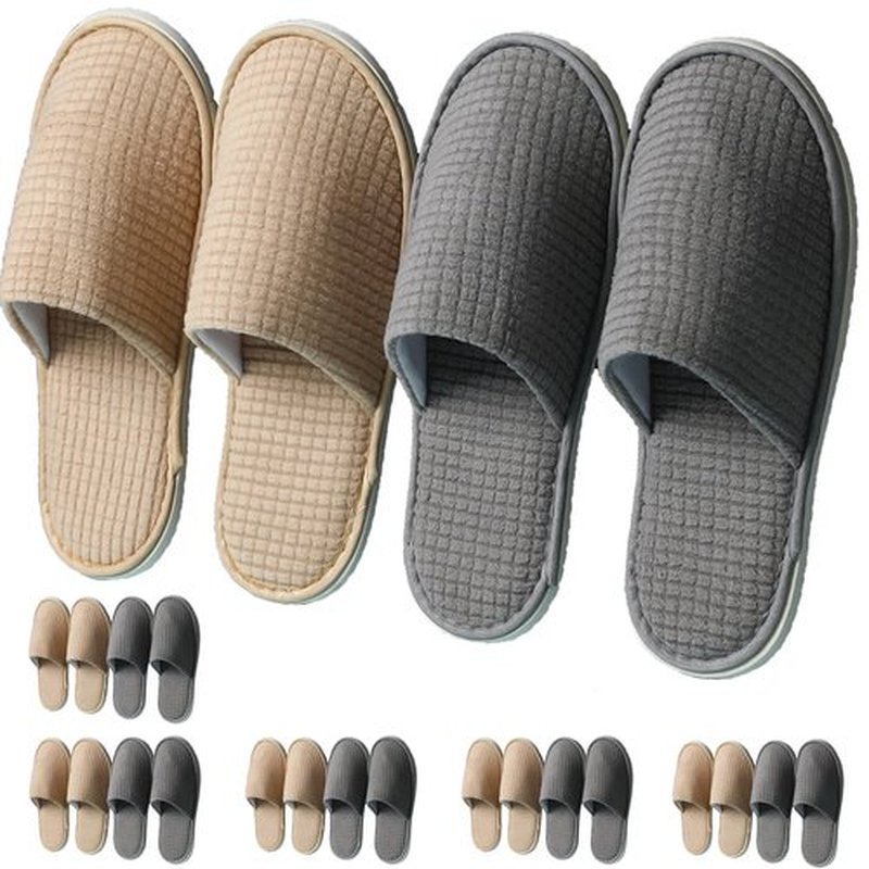 DANORKE 12 Pairs Disposable House Slippers for Guests, Washable Reusable Soft Polar Fleece Spa Slippers, Non-slip Indoor Slippers for Hotel Travel