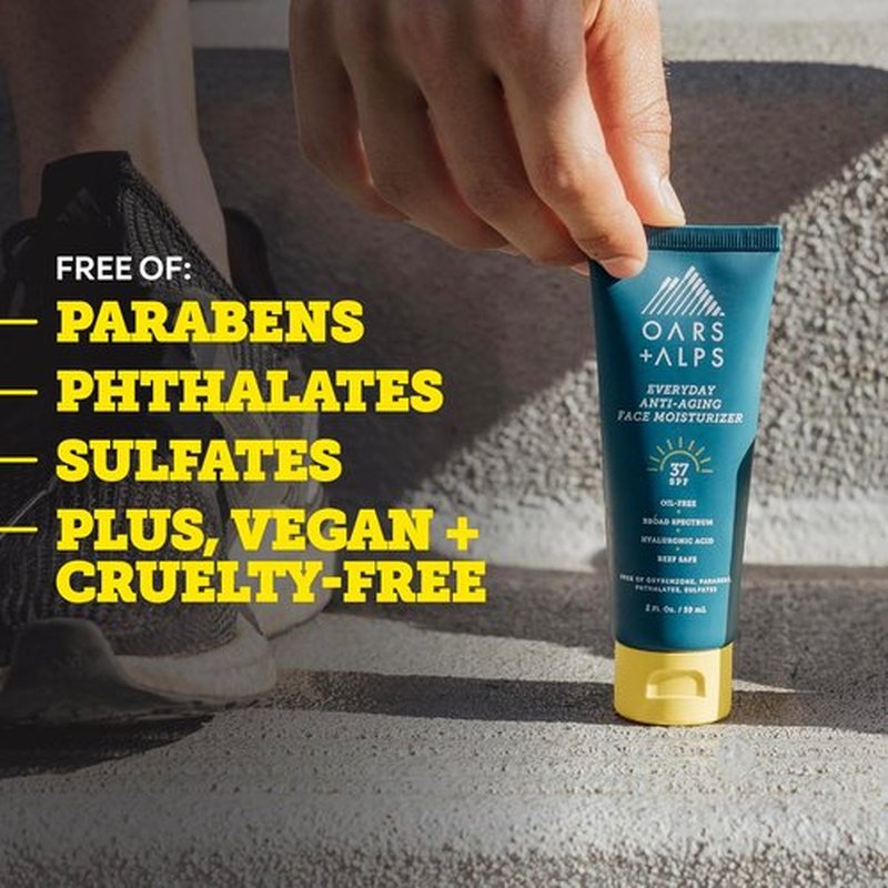 Oars + Alps SPF 37 Sunscreen - Anti-Aging Face Moisturizer with Hyaluronic Acid | Lightweight & Hydrating