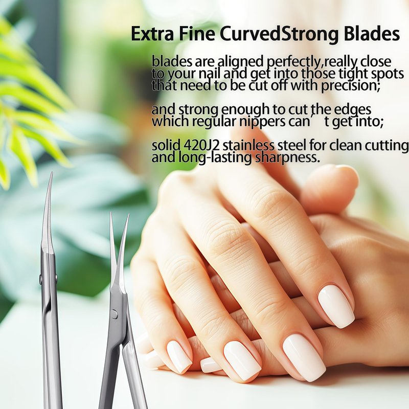 XGIZMOO Cuticle Scissors Extra Fine Curved Blade,Precise Stainless Steel Long Handle Professional Grooming Manicure Scissors for Nail, Eyebrow, Eyelash, Dry Skin