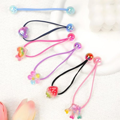 12PCS Ball Charm Hair Ties for Little Girls, Colored Camellia Bead Rubber Band Bubble Hair Ties with Balls No Damage Ponytail Holders for Toddler Girls (Pink, Purple, Blue, Rose Red, Navy Blue,Black)