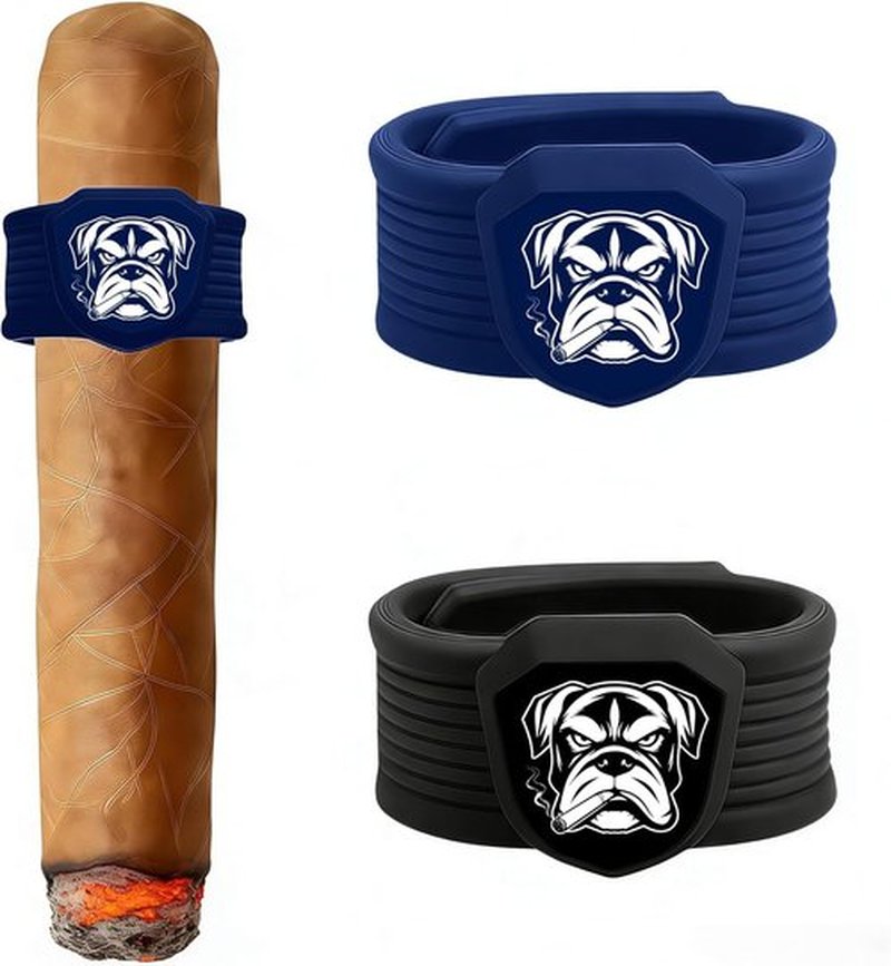 Dominant Magnetic Cigar Holder - Universal Cigar Clip with Strong Magnet & Elastic Silicone | 2 Pack (Blue & Black)